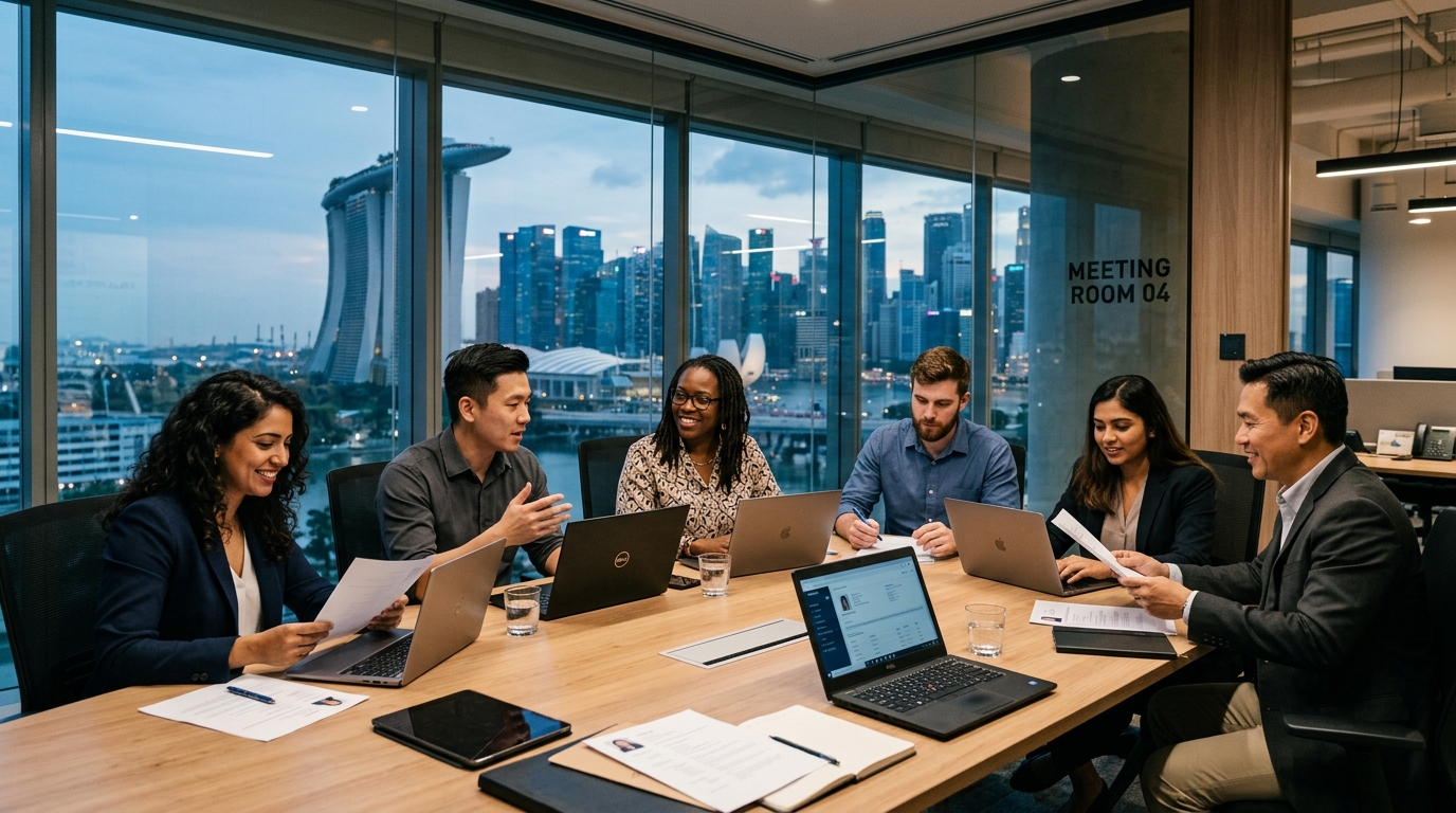 Recruitment consultants in a Singapore office